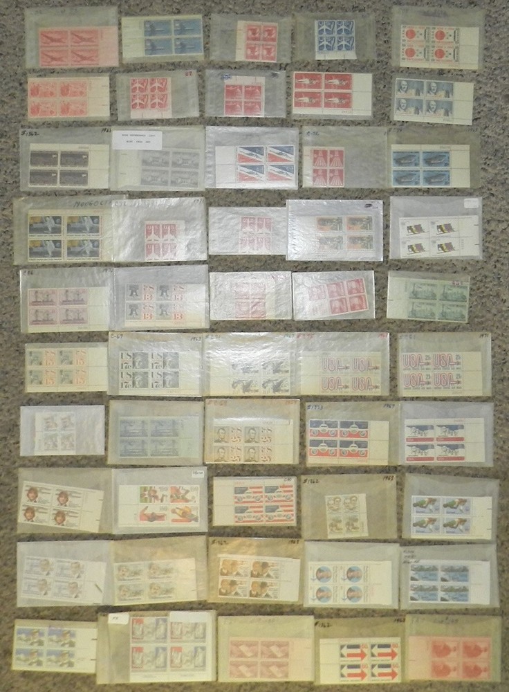 Lot 50 unused AIR MAIL stamp plate blocks Scott C32 C120 E21 FA1 Face Value $39