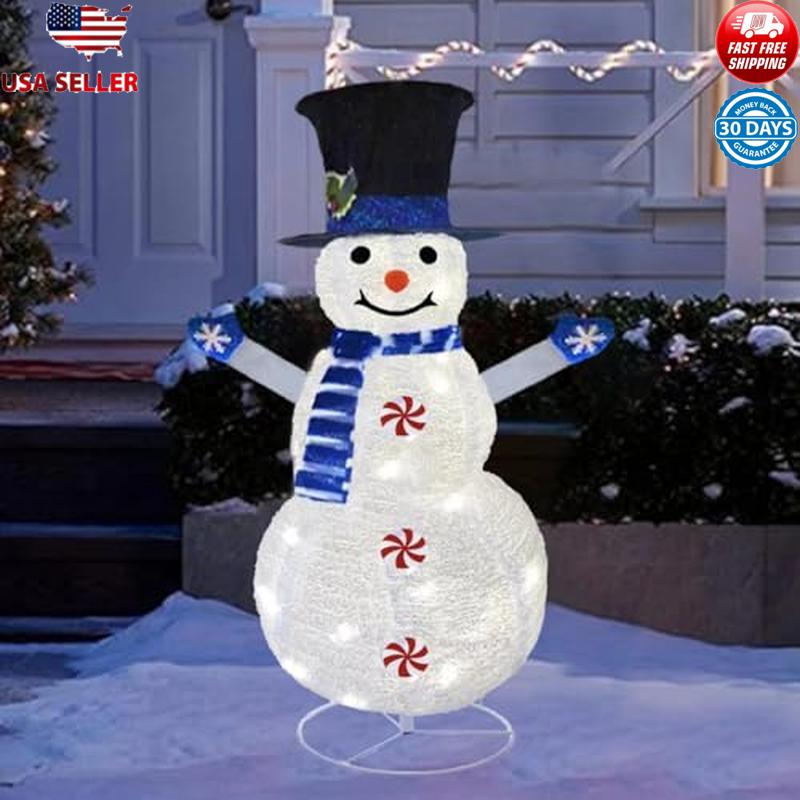 4FT Lighted Snowman Christmas Decoration Collapsible Indoor Outdoor Decor New