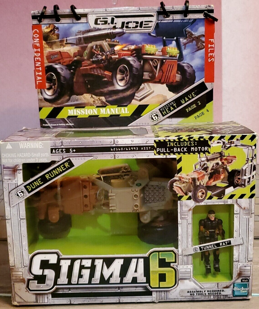 NEW GI JOE SIGMA 6 DUNE RUNNER BUGGY + TUNNEL RAT FIQURE SHOOTS MISSLES + MOTOR