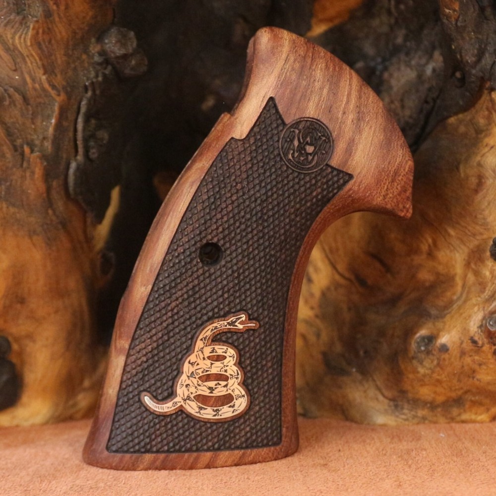 Smith Wesson K & L Frame Squarebutt Rosewood Grips, Dont Tread On Me Silver Logo