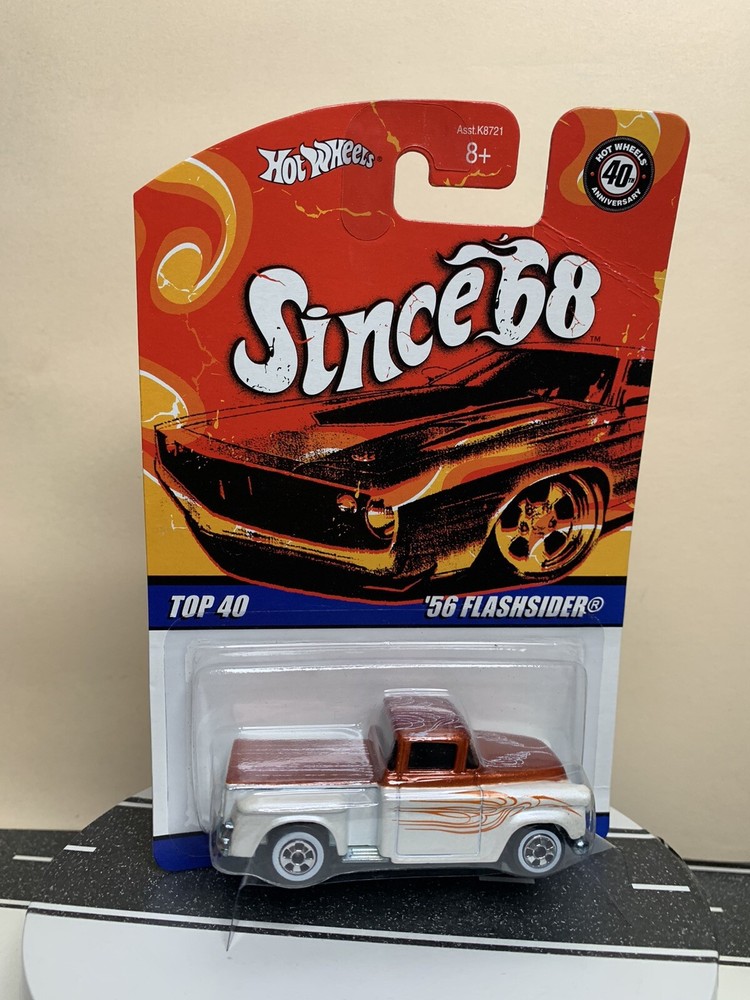 2007 Hot Wheels Since '68 Top 40 ‘56 Flashsider Chevy Stepside White/Orange NIP