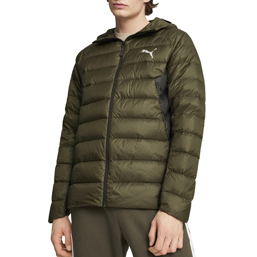 PUMA Packlite Hooded Down Jacket Mens Green Casual Athletic Coat Size 8