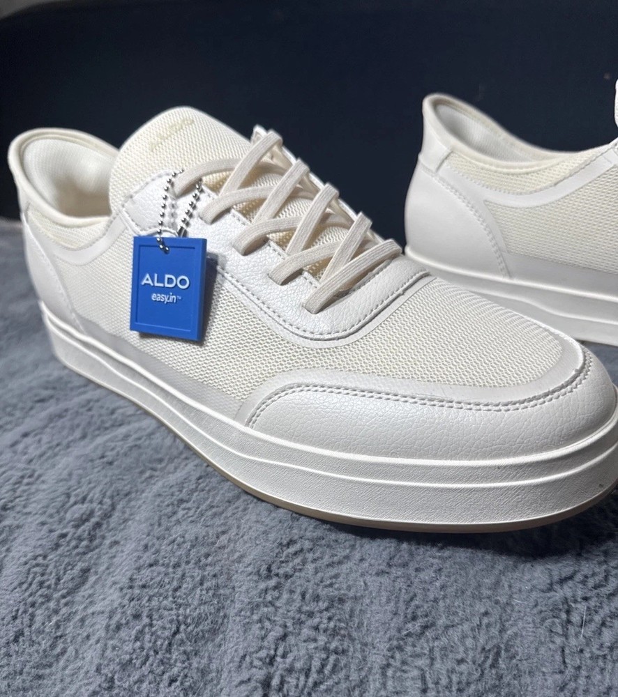 New ALDO Men’s White Mesh Sneakers Size 12 Casual Lace Up Shoes Never Worn