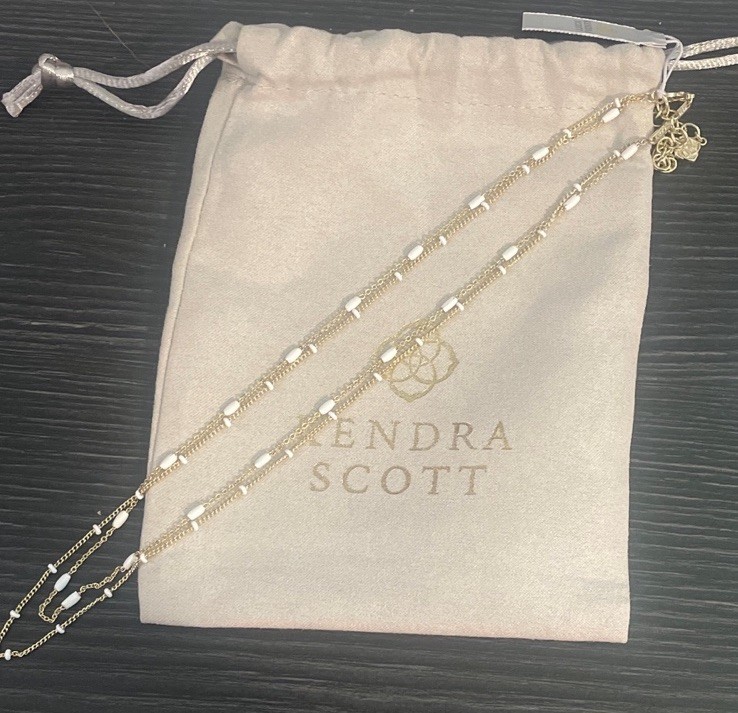Kendra Scott Dottie Multistrand Gold White Necklace 16 Inch NWT