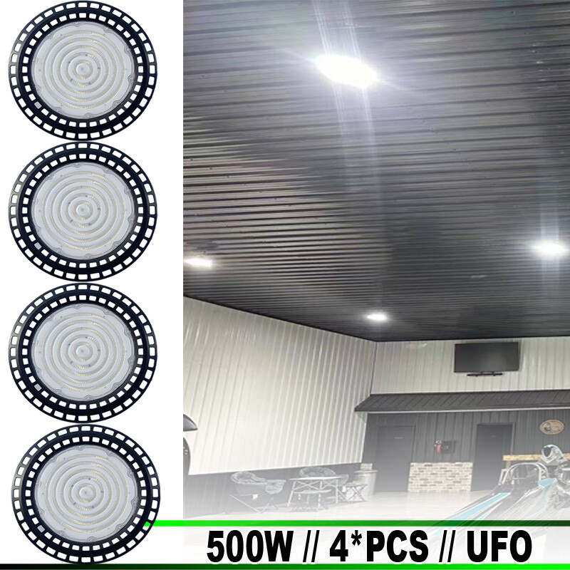 4-Pack 500W UFO LED High Bay Lights for Warehouse and Factory