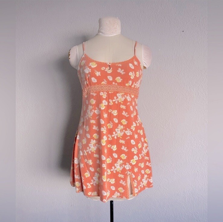 Victorias Secret Angels Y2k Orange Floral Mini Dress Size M