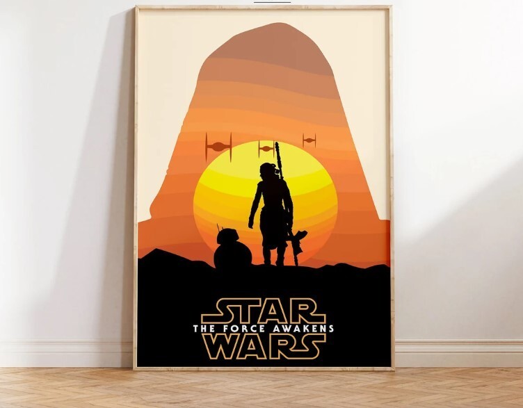 Star Wars The Force Awakens Rey Epic Space Saga Print Poster