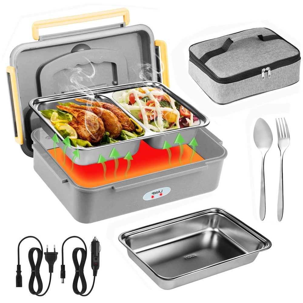 Portable 3-in-1 Electric Lunch Box Food Warmer for 12V 24V 110V