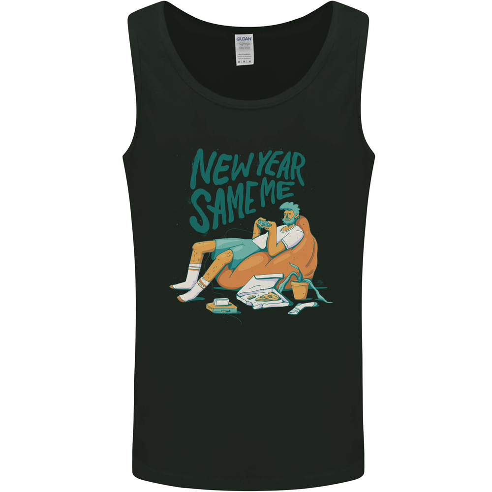 New Year Same Me Resolution Gaming Lazy Mens Vest Tank Top