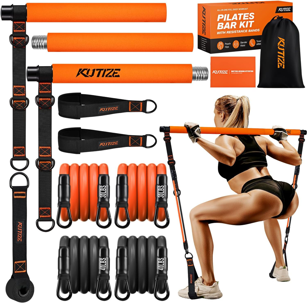Pilates Bar Kit with Resistance Bands, Pilates Equipment, Multifunctional Pilate