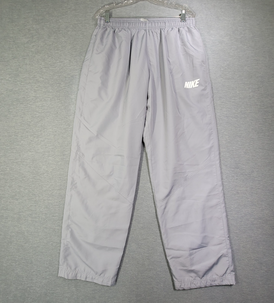 Nike Track Pants Mens Large Gray Ankle Zip Lightweight Drawstring Mesh Lined