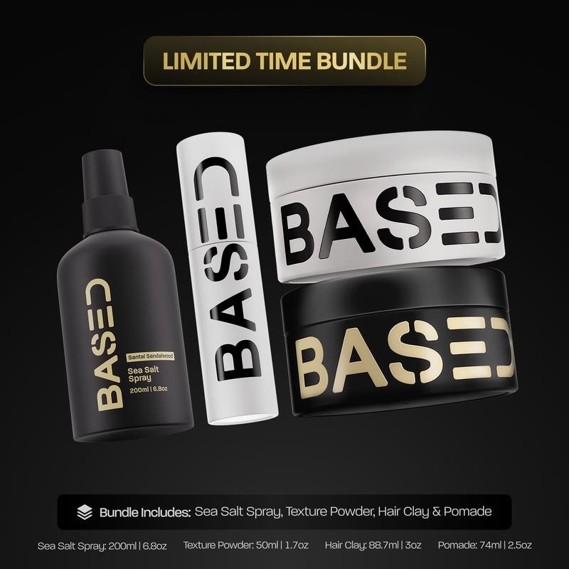 BASED Ultimate Straight/Wavy Hair Styling Bundle | Texture Powder, Clay, Pomade,