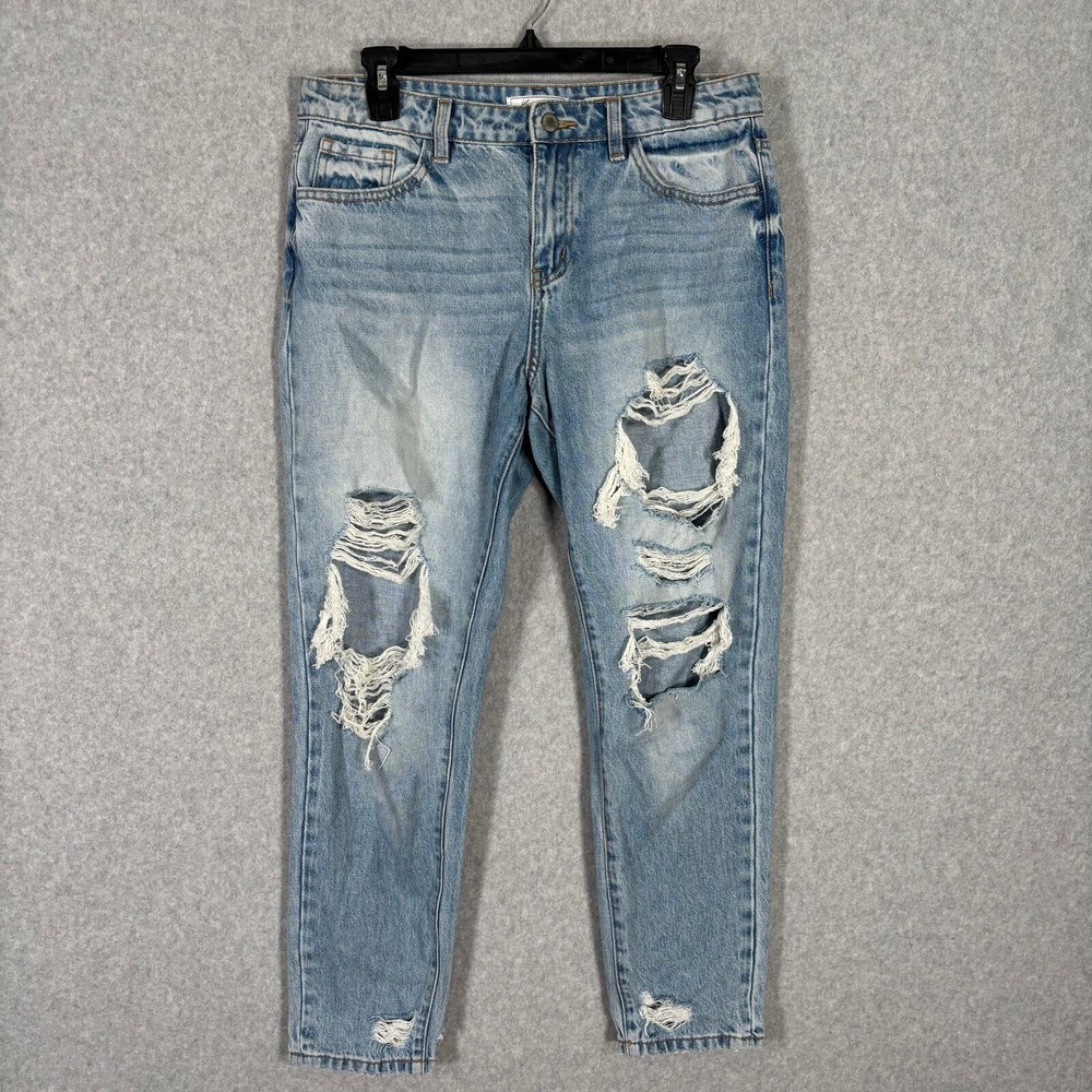 KanCan Jeans 27 Destroyed Distressed Ripped Faded Relaxed 100% Cotton High Rise