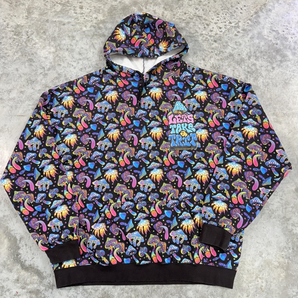 Aholes Live Forever Hoodie Mens 3XL Lets Take A Trip Psychedelic Mushrooms