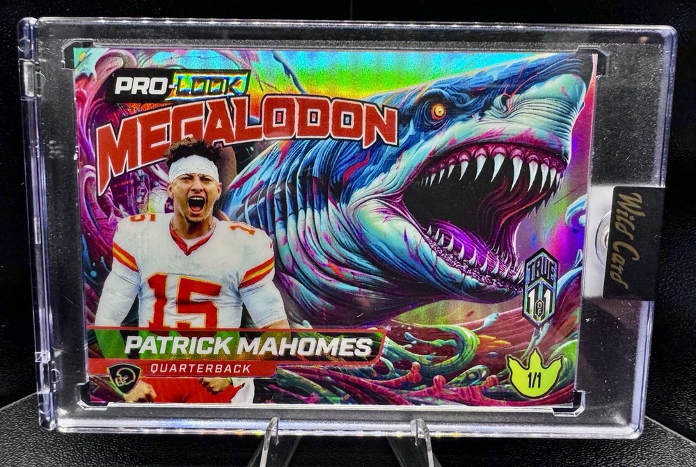 Wild Card Patrick Mahomes Megalodon & Dino-Might TRUE 1 of 1 Football Card