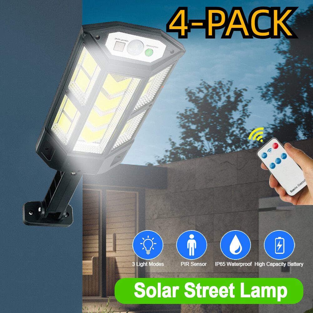 4PCS Outdoor Solar Wall Light LED Motion Sensor Bright Flood Street Lamp 3 Modes
