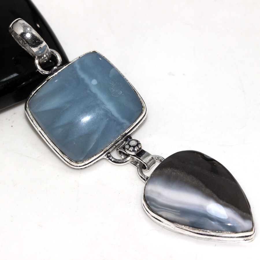 Owhyee Blue Opal 925 Silver Plated Long Pendant 3