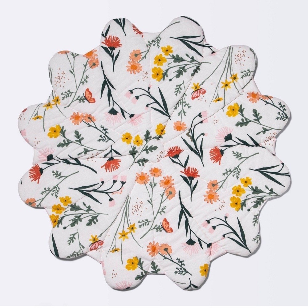 Floor Blanket Activity Tummy Time Playmat Mat Cloud Island Pink Flower 40x40