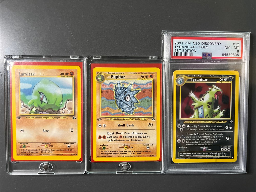 2001 Neo Discovery Tyranitar Holo 1st Edition 12/75 PSA 8 x3 Bundle