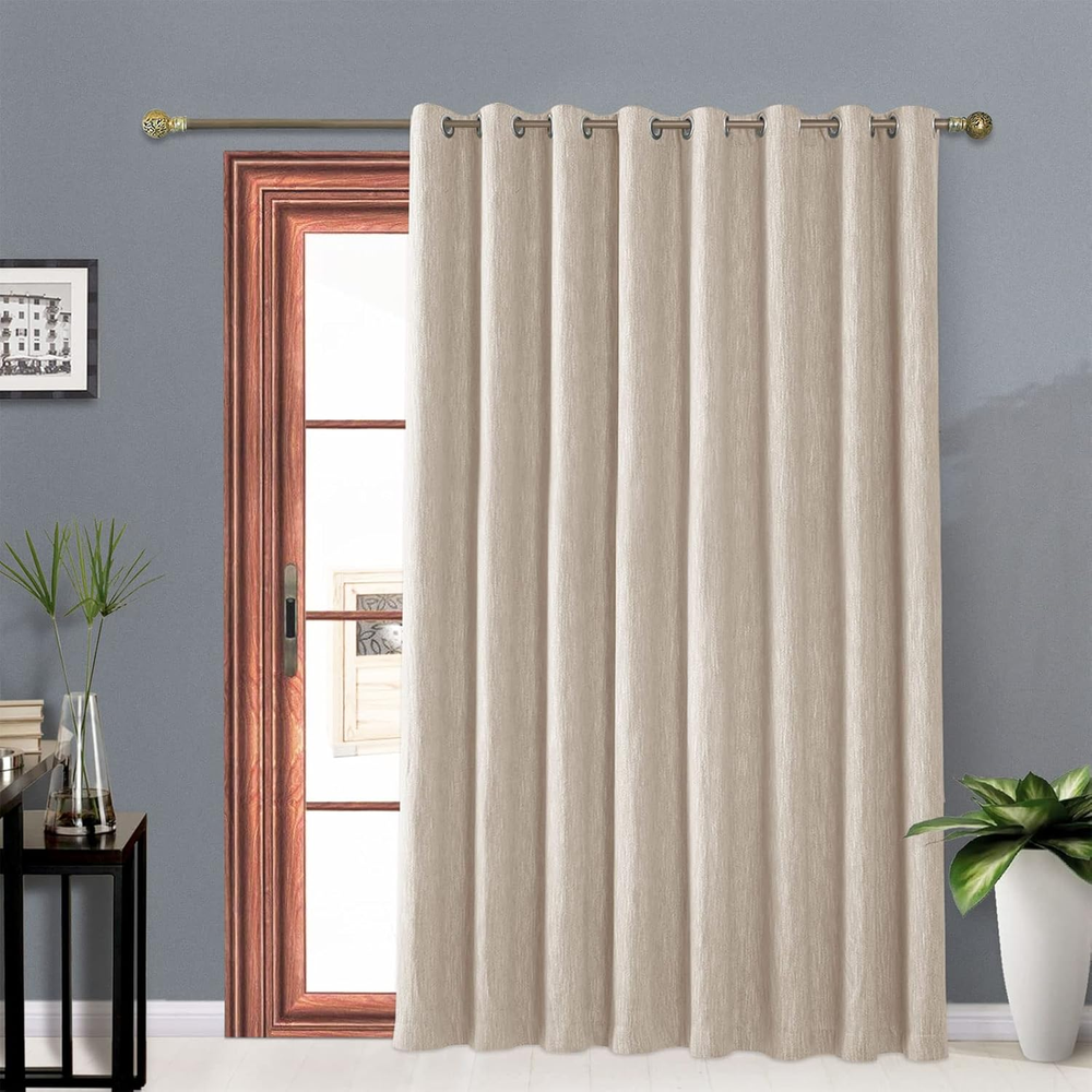Elegant Cotton Wide Blackout Curtain for Sliding Glass Door Living Room Divider