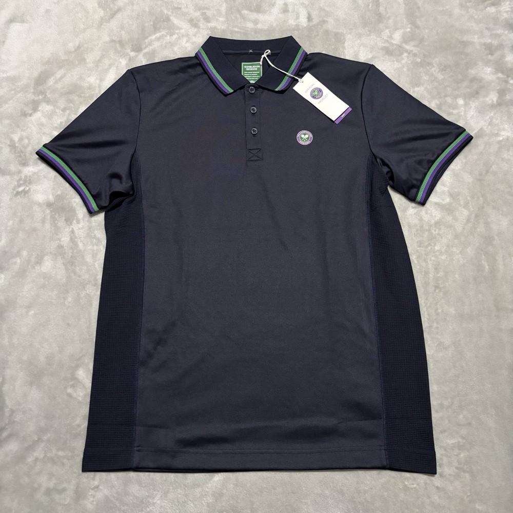 Wimbledon The Championships Performance Tennis Polo Shirt Navy Men's Size Medium