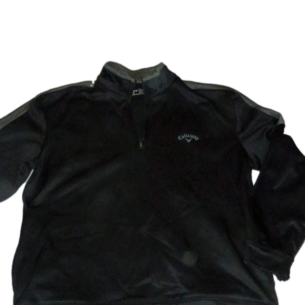 Callaway Men's Black 1/4 Zip Pullover Mock Neck Long Sleeve Golf Top Size L