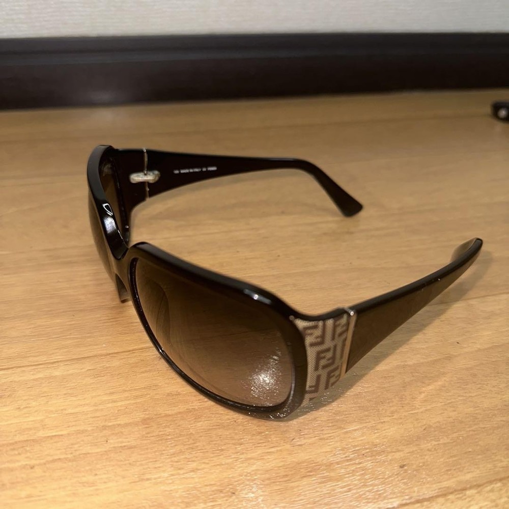 Fendi Zucca Pattern Sunglasses Black Frame and Lenses 6.5x5cm Like New