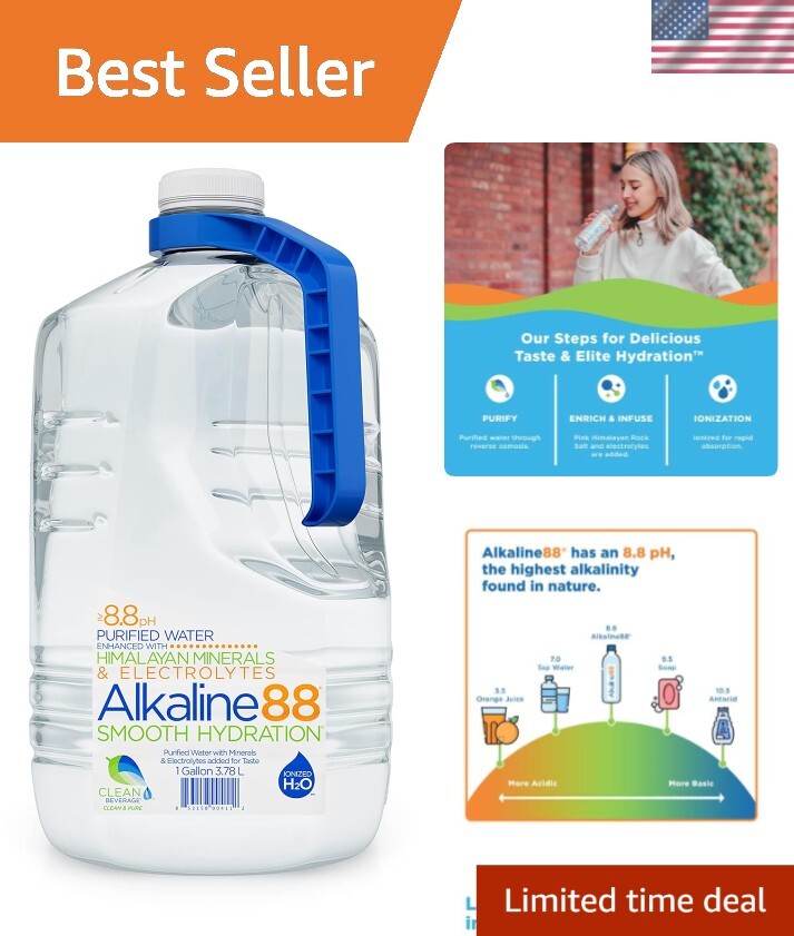 1 Gallon of Ionized Purified Water with Electrolytes - 8.8pH for Optimal Balance