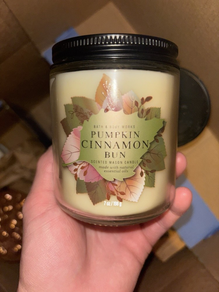 Bath & Body Works Pumpkin Cinnamon Bun Mason Jar 1-Wick Candle