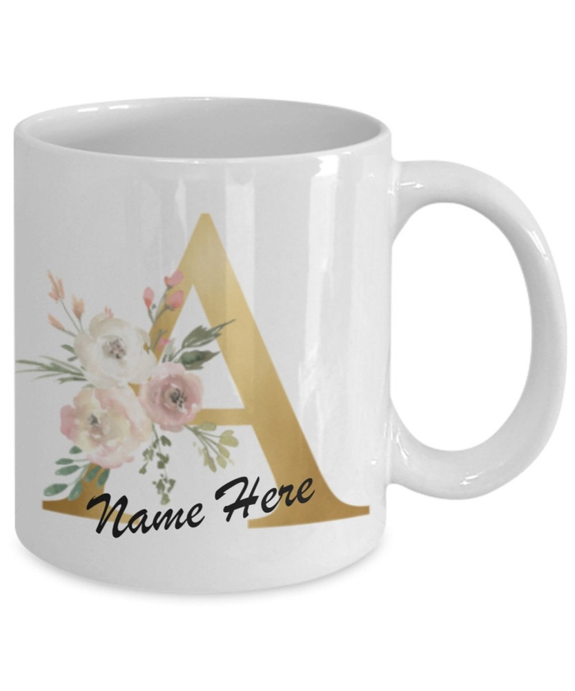 Monogram Mug Monogram Cup Initials Mug Personalised Name Mug With Initial A
