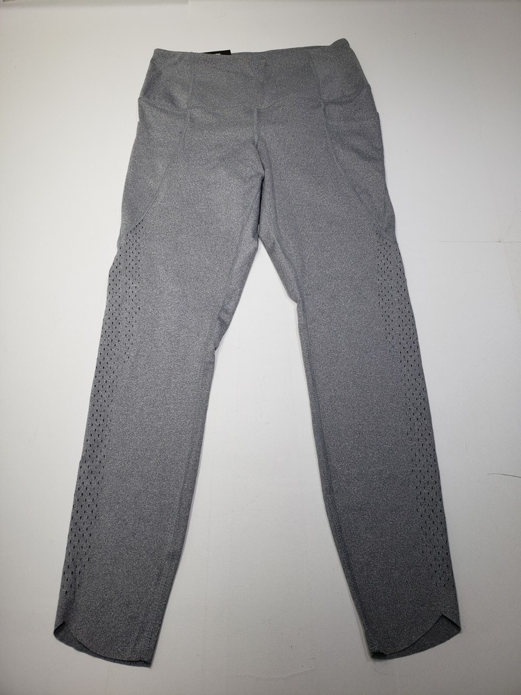 Women's High-Waist Perforated Pocket Leggings Small Grey Activewear-image