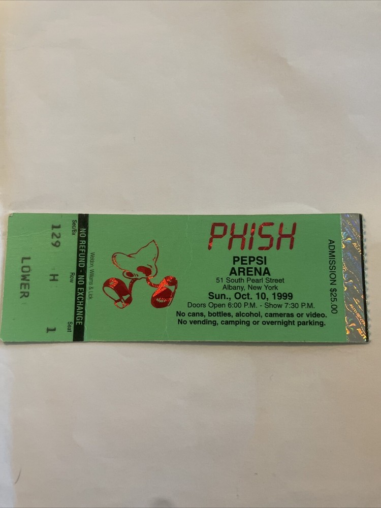 Phish Pepsi Arena 10/10/99 Used stub Pollock