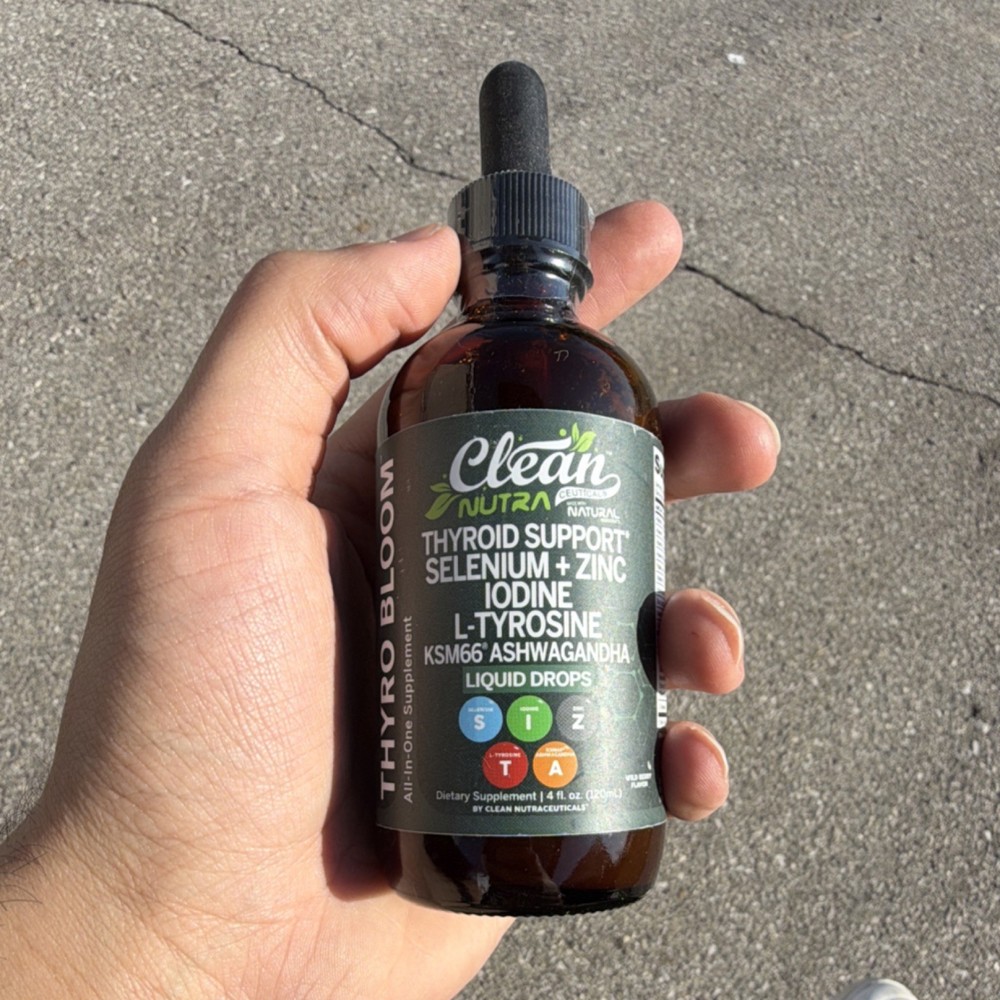 Clean Nutra Selenium Zinc Iodine L-Tyrosine Ashwagandha Thyroid Liquid Drops 4oz