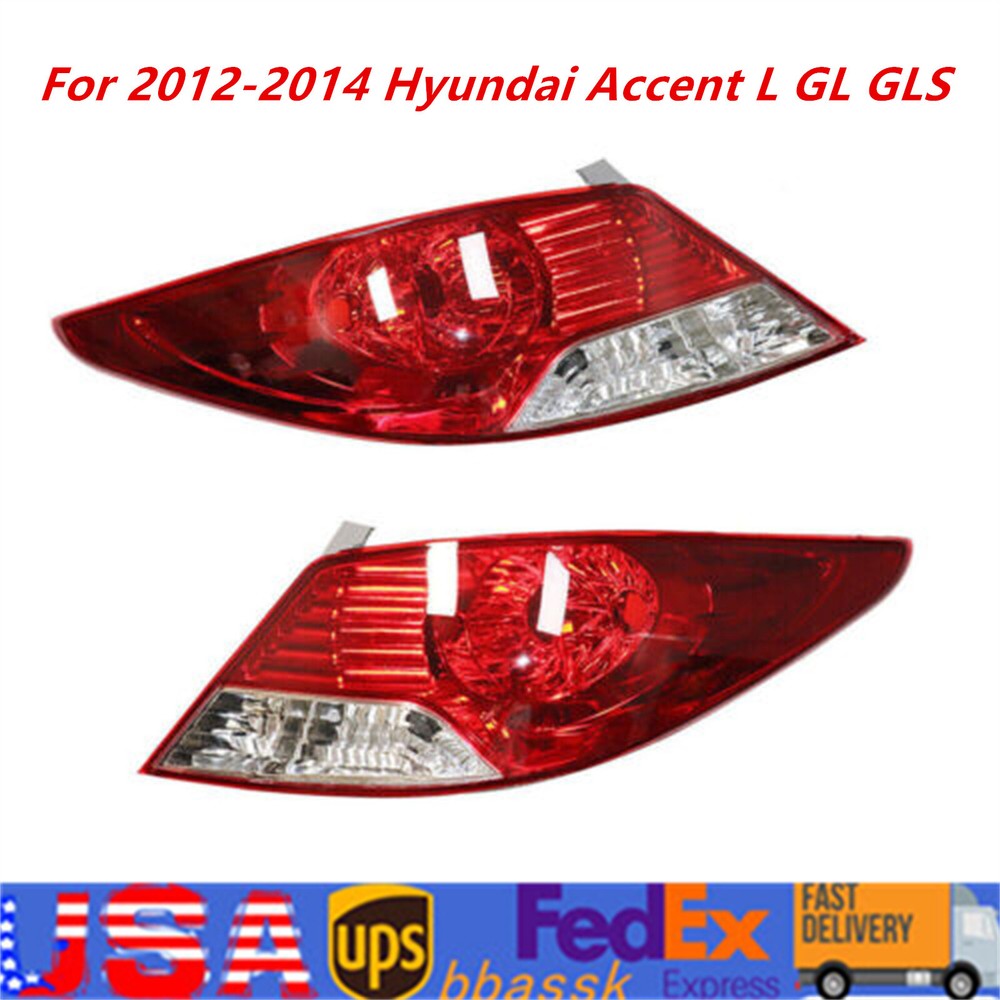 Rear Tail Lights RH+LH Set US Fit 2012-2014 Hyundai Accent L GL GLS Sedan 4-Door