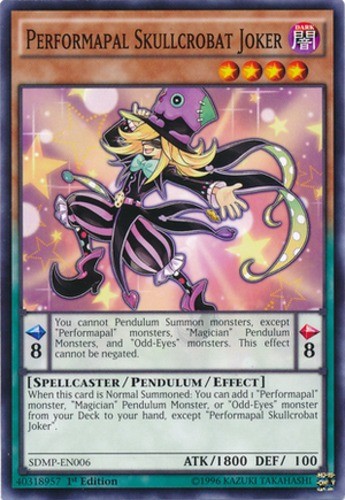 Performapal Skullcrobat Joker SDMP-EN006 Common 1st Edition Moderately Played Yugioh Card