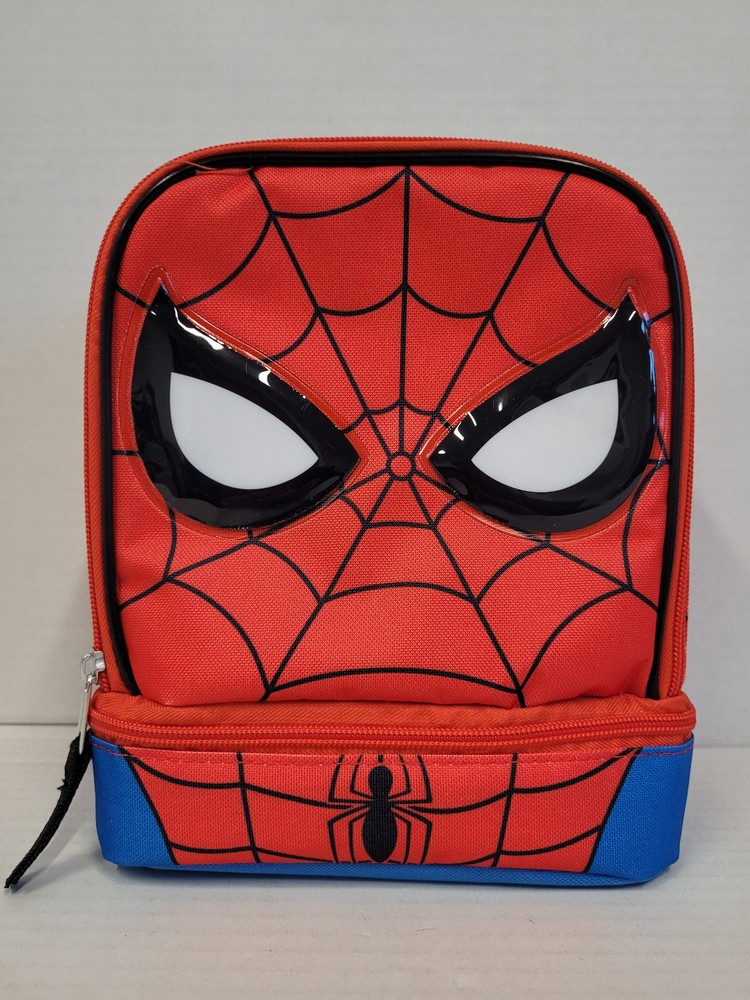 Lunch Bag - Marvel Spider-Man Spiderman Face Dual Compartment Insulated Tote NEW