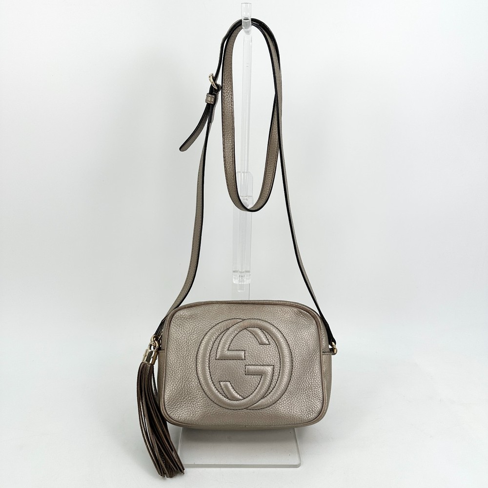 GUCCI Soho Disco Crossbody Shoulder Camera Bag Leather Gold Authentic