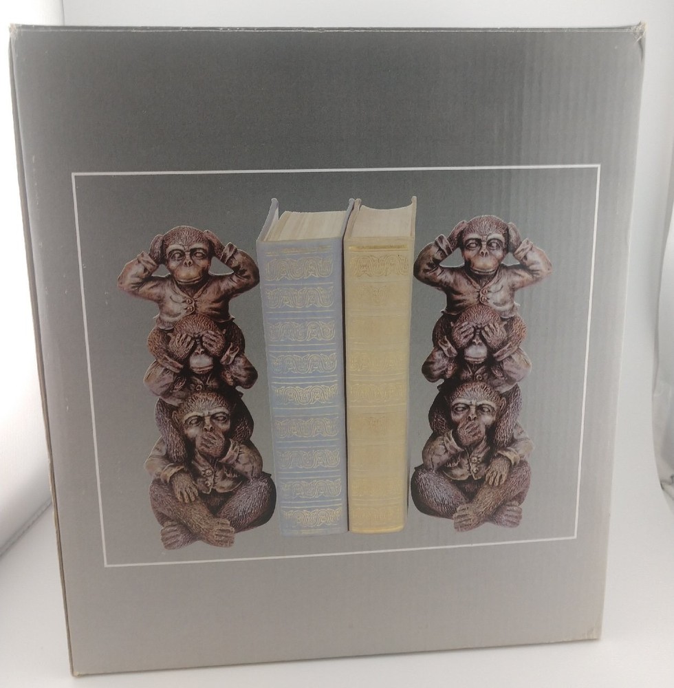 Pair of 3-Monkey (See, Hear, Speak No Evil) Book Ends; 