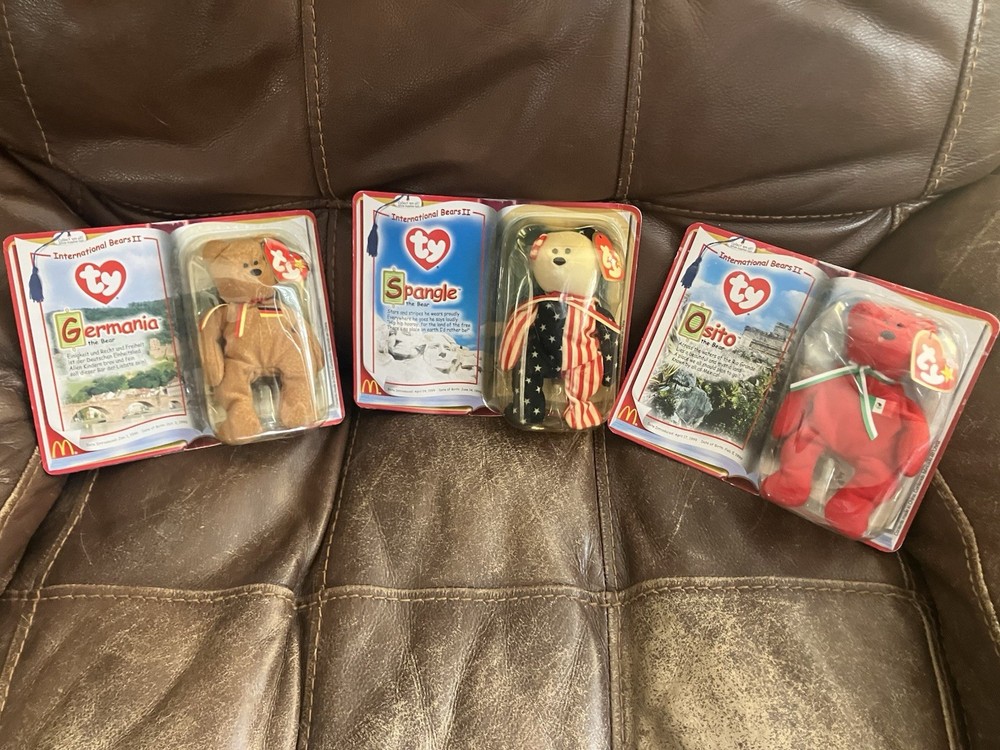 2000 Ty Beanie Babies International Bears II (Germania, Spangle, Osito) - New