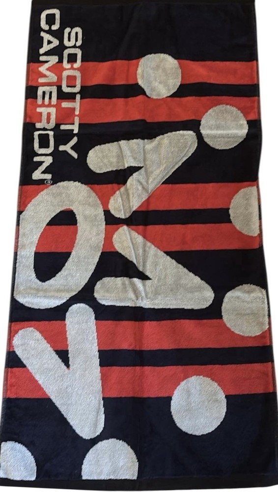 NWT SCOTTY CAMERON GALLERY Grande Crown Large Player Golf Towel Navy & Red 🔥