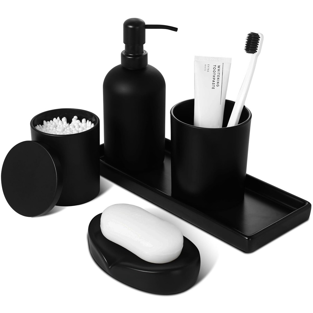 GMISUN Black Bathroom Accessories Set 5PCS Matte Black Bathroom Accessory Set...