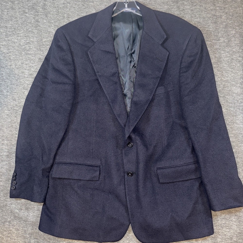 Polo Ralph Lauren Mens Blazer Navy Camel Hair Sport Coat Jacket 43R MADE IN USA