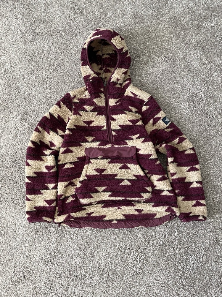 North Face Womens Aztec Sherpa Fleece Hoodie Size Medium Ninja
