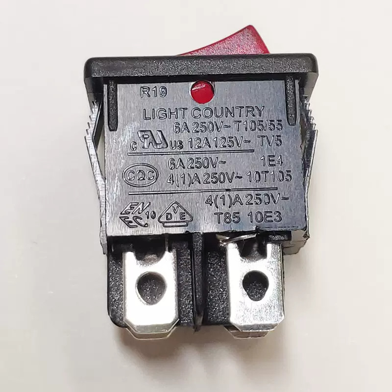 1PC 6A 250VAC T105/55 Red Lamp   R19 Rocker Switch 4 Pins 2 Positions
