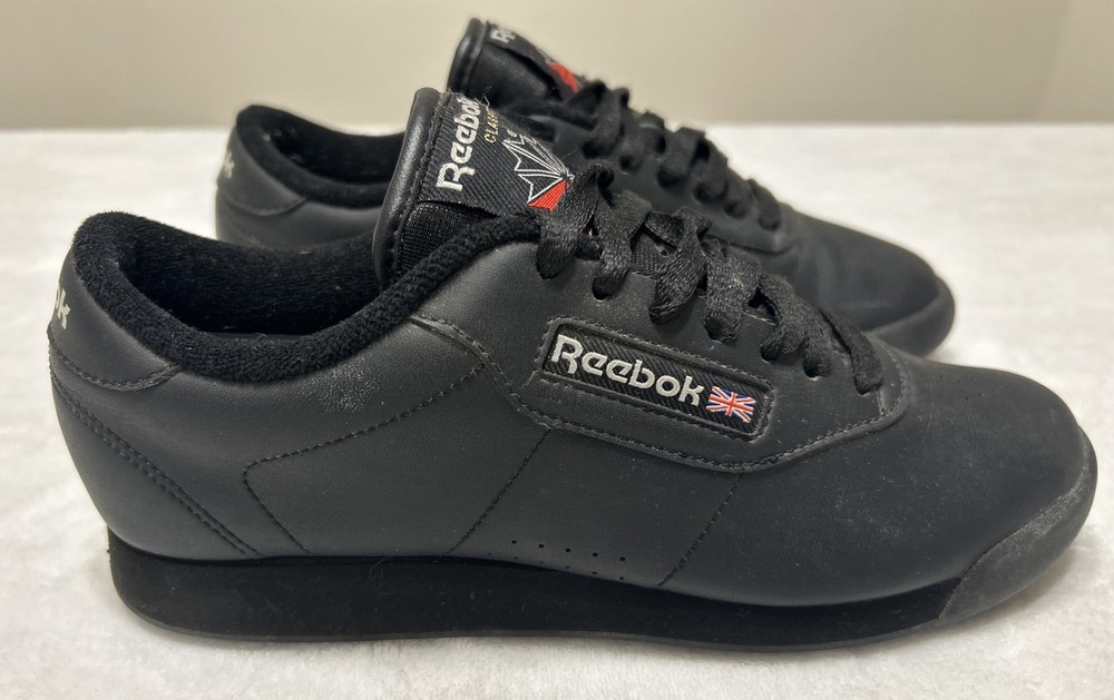 Reebok Princess Women’s Shoes Size 7 Black Classic Low Top Casual Sneakers