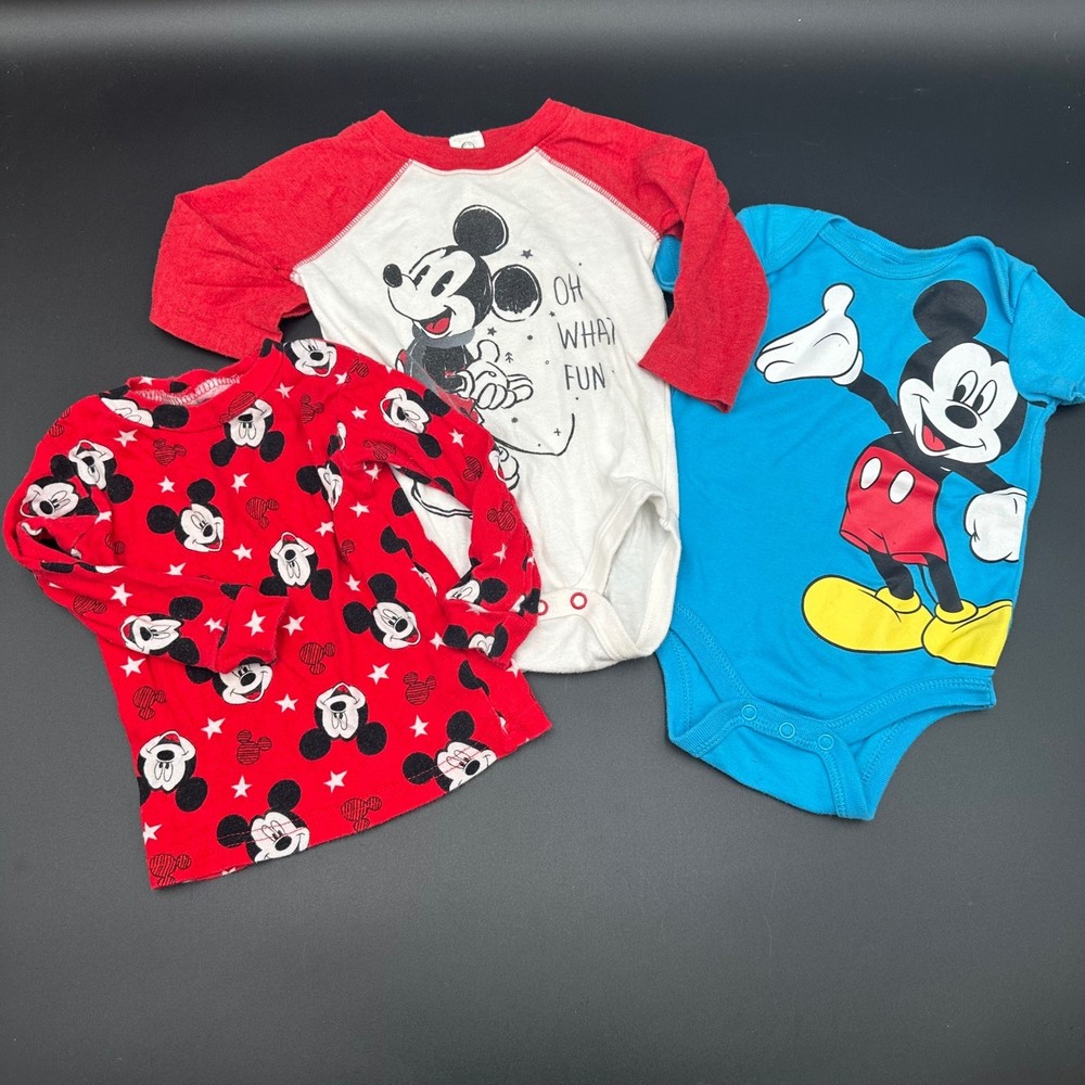 Disney Baby Mickey Mouse Bodysuits Infant One Piece Lot 6-9 12 Months