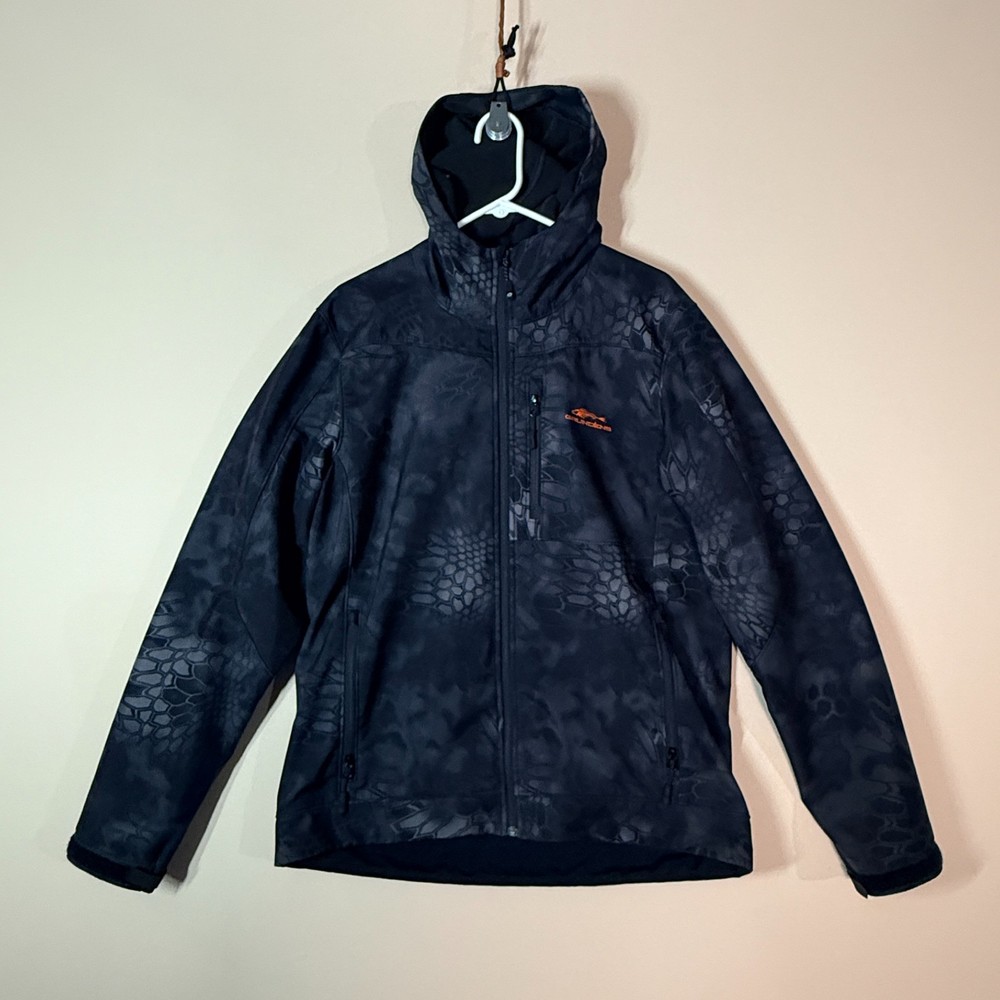 Grundens Digital Camo Soft Shell Hoodie Hoody Jacket Black Grey Men's Large L