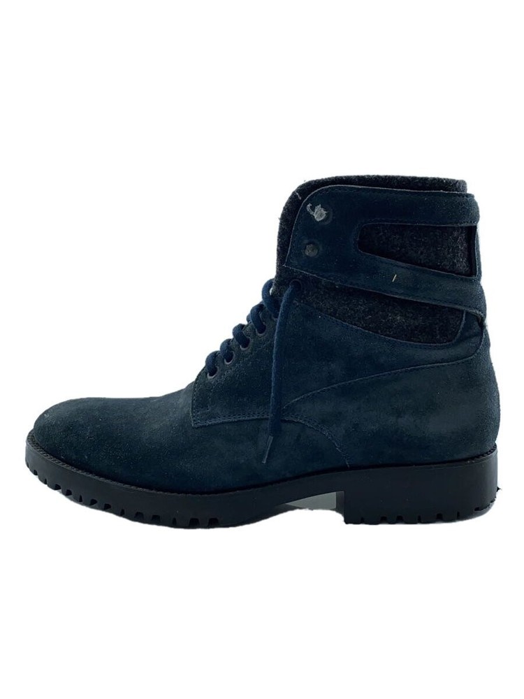 Santoni Lace-Up Boots/Uk8/Nvy/Suede 858
