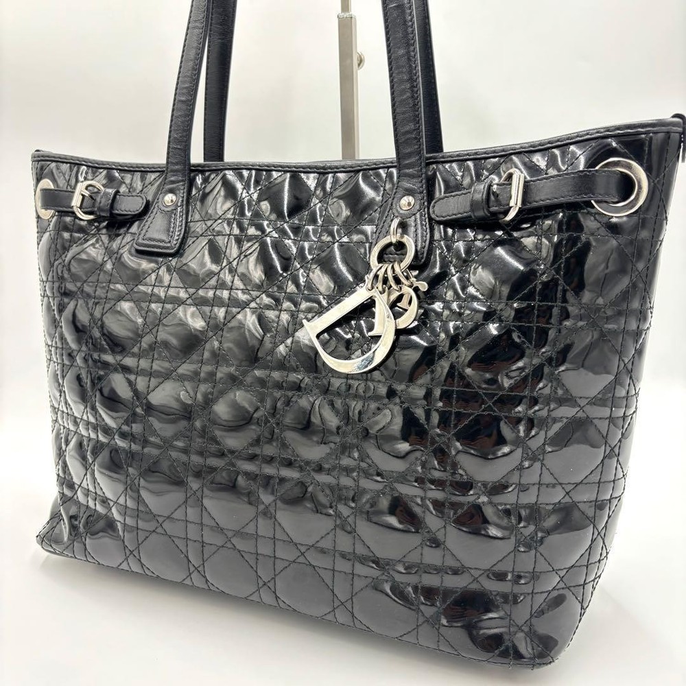 Christian Dior Canage Panar Tote Bag A4 Shoulder Used