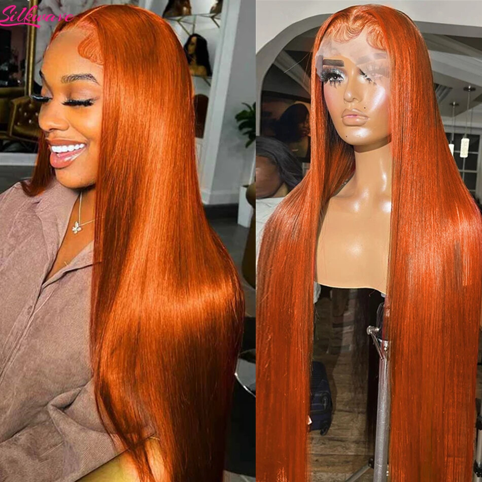 Orange Ginger Straight Lace Front Wig 13x4 13x6 HD Pre-Plucked Brazilian Hair